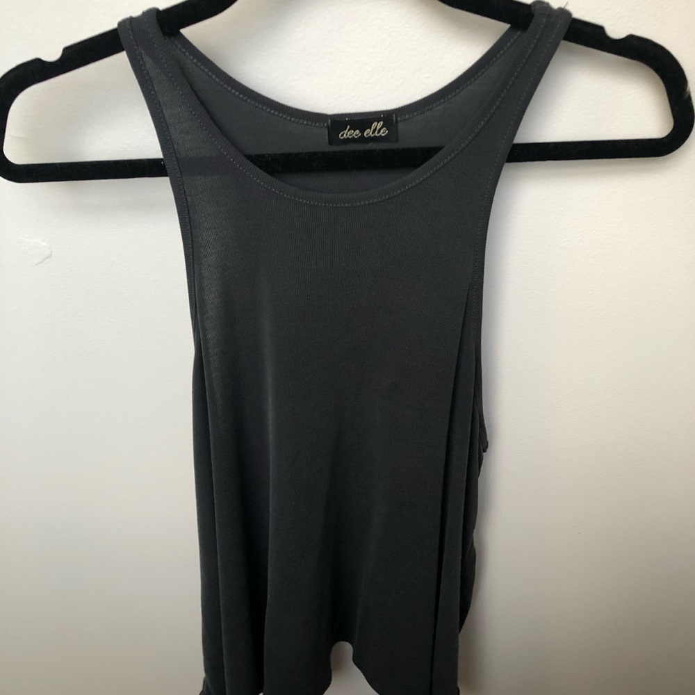 Flowy high neck dark blue tank